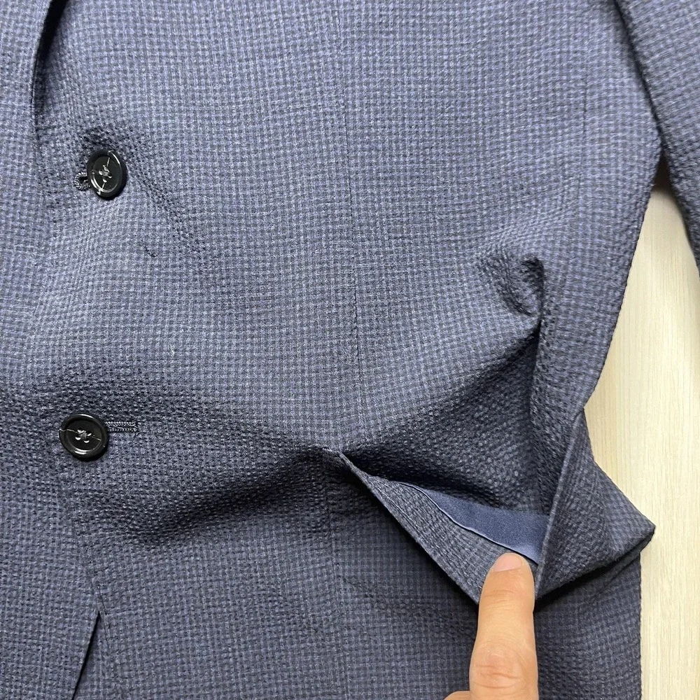 Banana Republic Slim Fit Unstructured Textured Wool Sportscoat Blue Mens Sz 42R